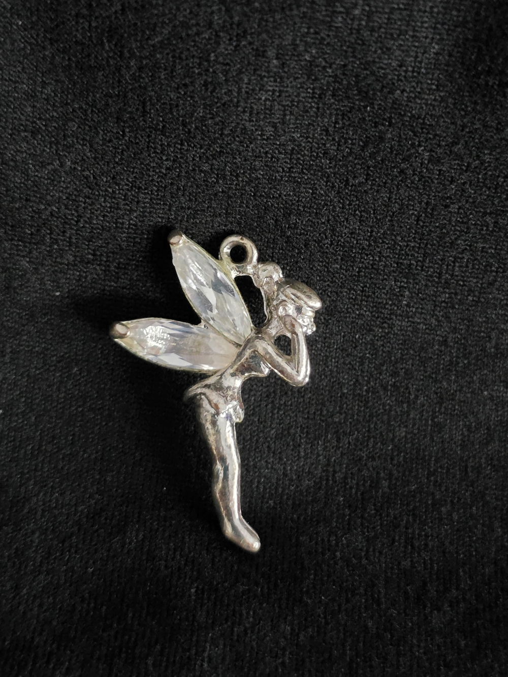 Disney Silver Tinker Bell Pendant with Clear Crystal Wings